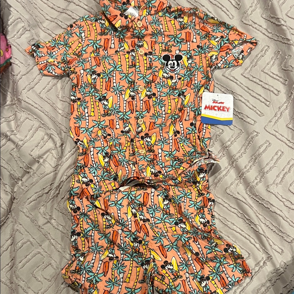 Disney Mickey Mouse Patterned Orange Outfit